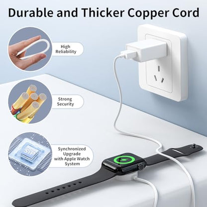 EGK 6.6FT USB-C Magnetic Charger for Apple Watch with 20W Power Adapter