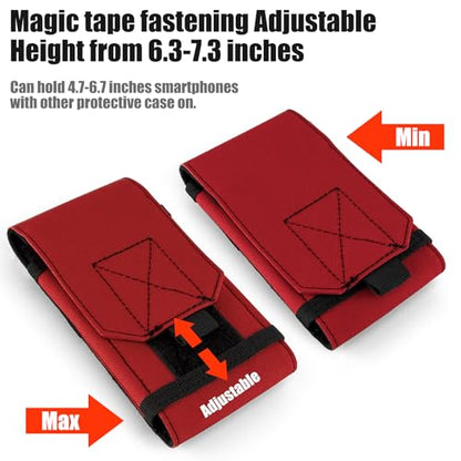Tactical Molle Phone Holster Pouch, Universal Belt Waist Bag for iPhone 17 Pro Max/17 Pro/17/16 Pro Max/15 Pro Max/14 Pro Max/13/12, Samsung S25 Ultra/S24/S23, Size L - color: Red(2 Pack)