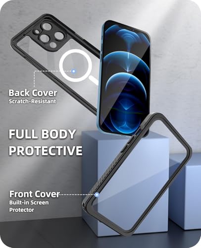 Beeasy for iPhone 12 Pro Max Waterproof Case [Compatible with Magsafe] [Built-in Screen Protector], 360 Full Body Heavy Duty Phone Case, Military Grade Shockproof Dustproof,Magnetic Black - size: iPhone 12 Pro Max (6.7")
