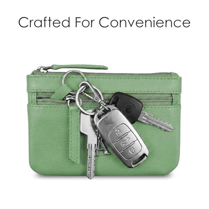 ili New York Leather Mini Compact Coin Purse - Sage - color: Sage