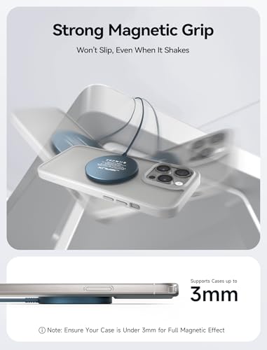 JSAUX Charger for iPhone 17 Magsafe Wireless Charging, Compatible with iPhone 17 Air Pro Max/16/15/14/13/12 Series, Magnetic Mag Safe Charging Pad, Aluminum Alloy, USB & USB C Dual Ports - Blue - color: Blue