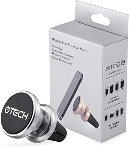 eTECH Magnetic Phone Car Mount Holder, Magnetic Mount Universal Air Vent for iPhone X / 8 Plus / 7 / 6S / 5S, Galaxy S5 / S6 / S7 / S8 / S9, Google Pixel, LG, & Other Smartphones (2Pack Silver) - color: 2Pack Silver