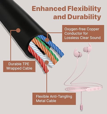 Hmusic USB C Wired Sleep Earbuds, 2g Lightweight Earphones for Side Sleeper - color: Pink, size: USB-C
