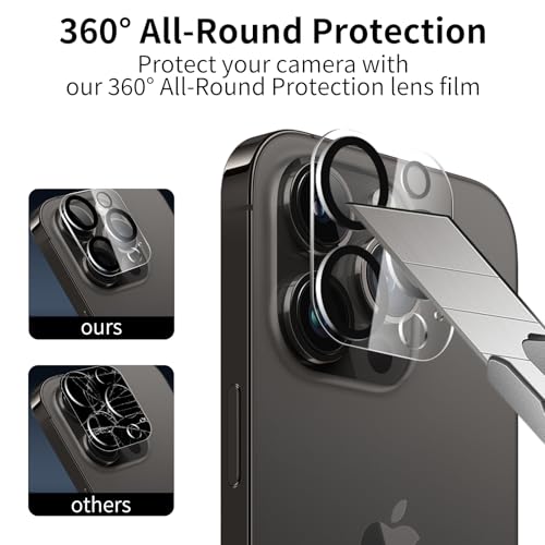 3 Pack Privacy Screen Protector for iPhone 14 Pro Max with 3 Pack Camera Lens Protector, 9H Hardness Double Shatterproof Anti-Spy Tempered Glass Film, Easy Installation - size: Phone 14 Pro Max