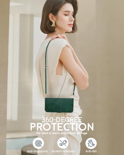 OCASE for iPhone 16 Wallet Case, PU Leather Crossbody Phone Case with Removable Shoulder Strap, Kickstand, RFID Blocking Card Slots, Flip Folio Phone Cover 6.1 Inch 2024, Blackish Green - color: Blackish Green, size: iPhone 16
