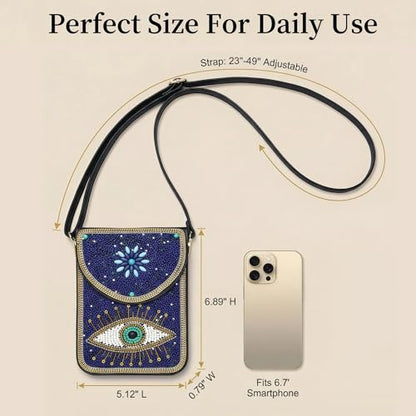Small Crossbody Bags for Women, Cell Phone Shoulder Bag Boho Wallet Purse - color: Blue