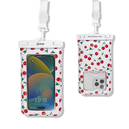 Sonix Waterproof Phone Pouch - Floating Phone Case Dry Bag w/Crossbody Lanyard - Beach Cruise Travel Essentials - Compatible w/All Devices, Touchscreen Friendly | Cherry on Top - color: Cherry on Top