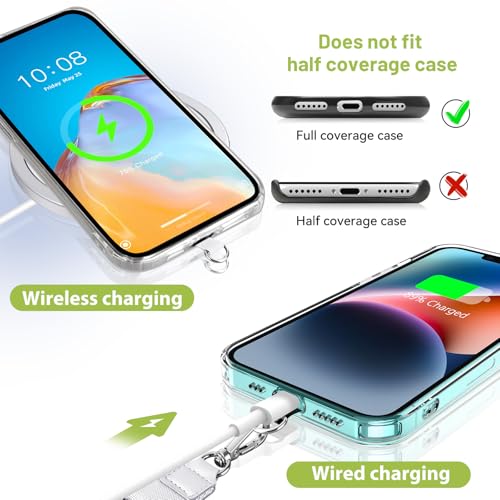 takyu Phone Lanyard, 2 Pack Adjustable Crossbody Neck/Wrist Strap with 2 Pcs Tether Pads, Secure Hands-Free Compatible for iPhone Samsung Perfect for Nurses, Teachers, Travel, Hiking Black+White - color: Black + White