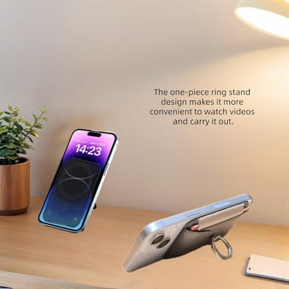Magnetic Card Wallet Holder For Magsafe Wallets with Grip, 7 Cards Holder RFID Blocking, Ring Stand Stick on Wallet, Leather Magnetic Phone Wallet with Privacy Flap - color: Deep Blue elastic circular support