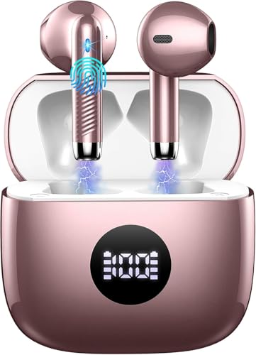 Wireless Earbuds, Bluetooth Headphones 5.4, HiFi Stereo, in-Ear Ear buds - color: pd pink gold