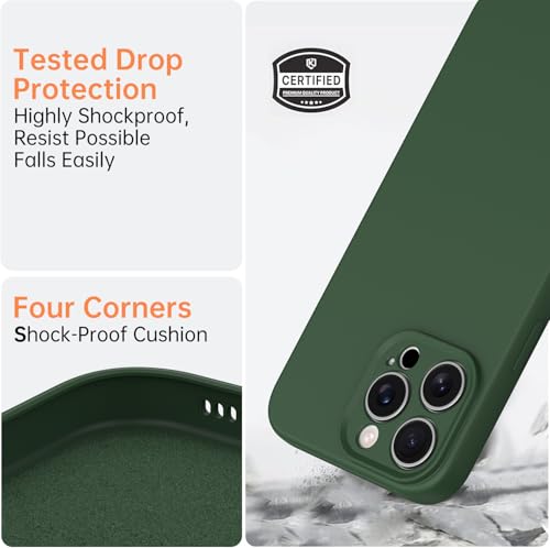 Compatible with iPhone 13 Pro Case, Shockproof Liquid Silicone Protective Phone Case with Soft Anti-Scratch Microfiber Lining Ultra Slim Drop Protection Phone Cover (Army Green) - color: Army Green, size: iPhone 13 Pro