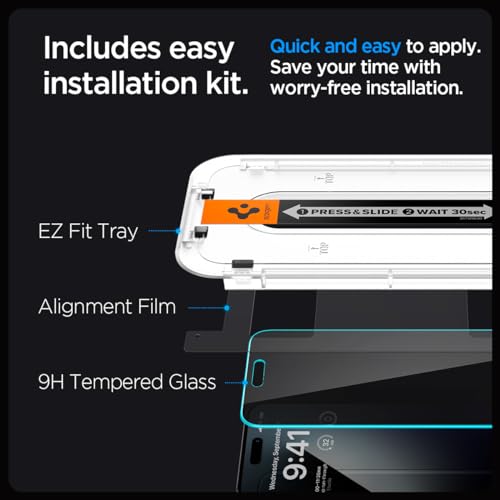 Spigen GlasTR EZ FIT Privacy Screen Protector for iPhone 15 Pro - size: iPhone 15 Pro