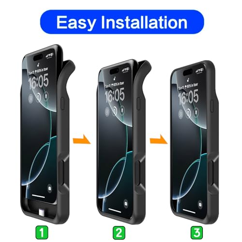 Battery Case for iPhone 16 Pro Max, Upgraded 12000mAh Battery Pack Rechargeable Charger Case with Wireless Charging Compatible for iPhone 16 Pro Max (6.9 inch) External Battery Charging Cover (Black) - size: iPhone 16 Pro Max-Black