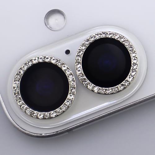 BONVAN for iPhone 17 Camera Lens Protector Bling Glitter Diamond Metal Crystal Tempered Glass Screen Accessories Rhinestones Lens Cover (Silver) - color: Silver