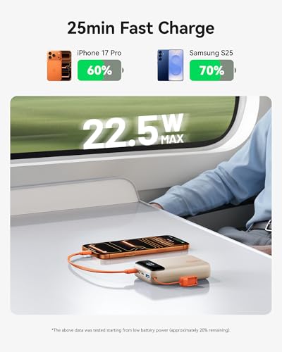 INIU Portable Charger, Smallest 20000mAh 22.5W Fast Charging Power Bank - color: Beige White