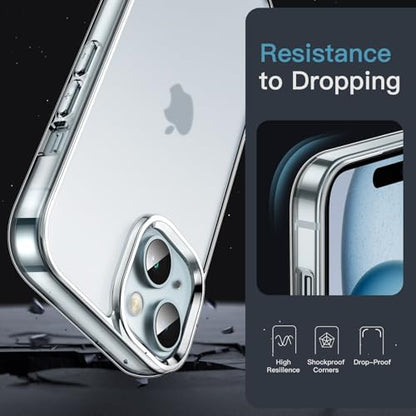 JETech Matte Case for iPhone 15, Frosted Clear | Scratch-Resistant, Anti-Fingerprint, Frosted Back, Shockproof Phone Bumper Cover - color: Frosted Clear, size: iPhone 15