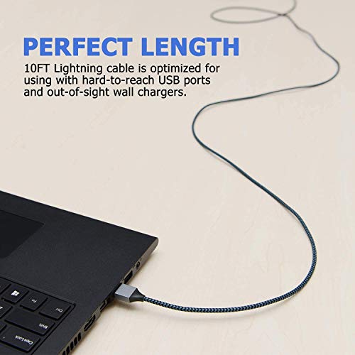 Sundix iPhone Charger, 3Pack 9ft Lightning Cable iPhone Charger Cable Nylon Braided Charging Cord Compatible iPhone 14/13/12/12Pro/12ProMax/11/11Pro/11Pro MAX/XS/XS MAX/XR/X/8/8Plus/7/7Plus and More
