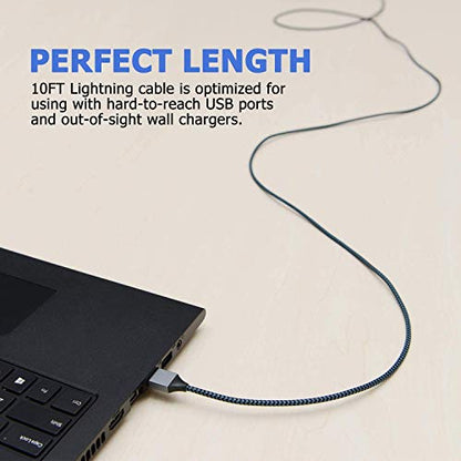 Sundix iPhone Charger, 3Pack 9ft Lightning Cable iPhone Charger Cable Nylon Braided Charging Cord Compatible iPhone 14/13/12/12Pro/12ProMax/11/11Pro/11Pro MAX/XS/XS MAX/XR/X/8/8Plus/7/7Plus and More