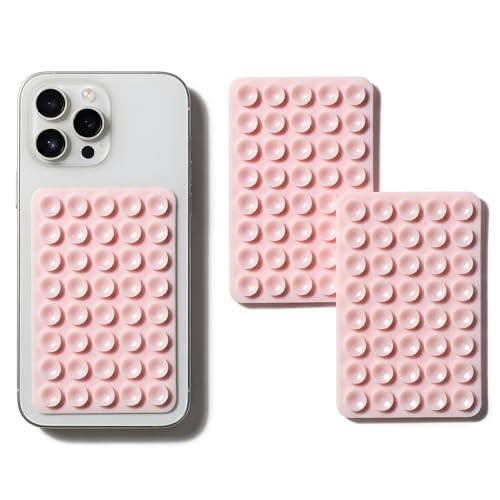 SHENGXIN 2 Pack Silicone Double-Sided Suction Grip – 40 Cups per Side, Strong Hold for iPhone, Galaxy, Pixel, Android – Hands-Free for Selfies & Videos(Chalk Pink) - color: Chalk Pink