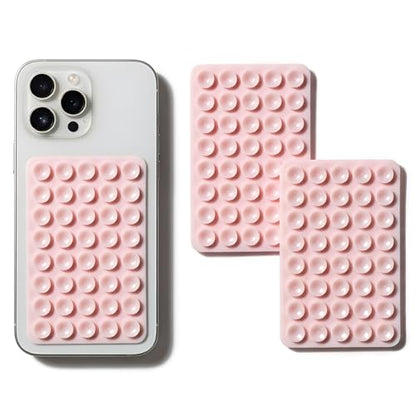 SHENGXIN 2 Pack Silicone Double-Sided Suction Grip – 40 Cups per Side, Strong Hold for iPhone, Galaxy, Pixel, Android – Hands-Free for Selfies & Videos(Chalk Pink) - color: Chalk Pink