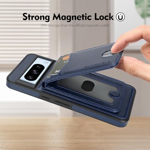 SkyEagle Compatible Magsafe 2 in 1 Detachable Google Pixel 8 Pro Wallet Case with Card Holder Women Men,Magnetic PU Leather RFID Blocking Flip Kickstand Credit Slots,for Pixel 8 Pro 6.7",Blue - color: Blue, size: Google Pixel 8 Pro 6.7"