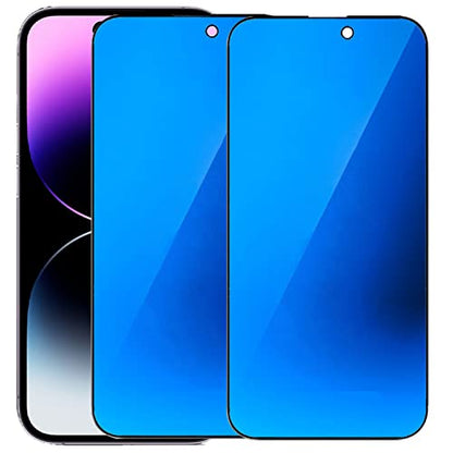 2 Pack Anti-Blue Privacy Tempered Glass for iPhone 14 Pro Max Mirror Anti-Spy Screen Protector Anti-Peeping Film Electroplated 6.7 inch (Blue) - size: For iPhone 14 Pro Max