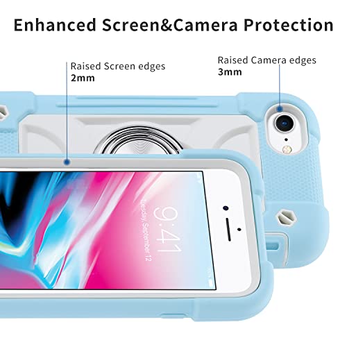 MARKILL Compatible with iPhone 8 Plus/6 Plus Case,iPhone 7 Plus case/iPhone 6S Plus Case 5.5 Inch with Ring Stand, Heavy-Duty Military Grade Shockproof Phone Cover. - color: Ice Blue, size: iPhone 8 Plus/iPhone 7 Plus/6S Plus/6 Plus 5.5"