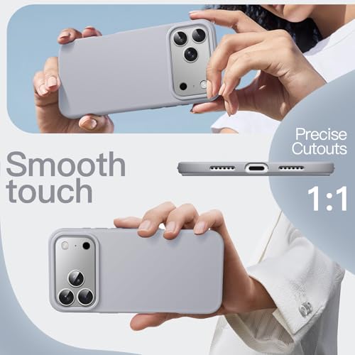 JETech Silicone Case for iPhone 17 Pro Max, Grey | Silky Soft Touch, Shockproof Protection, Scratch Resistant, Microfiber Lining - color: Grey, size: iPhone 17 Pro Max