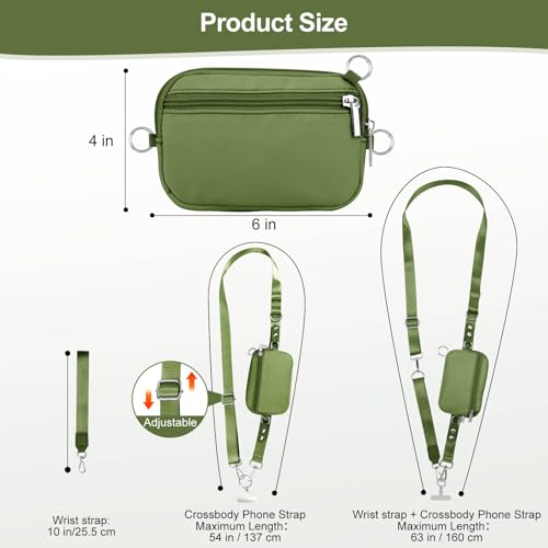 Phone Lanyard Crossbody with Detachable RFID Wallet (Green) - color: Green, size: Medium