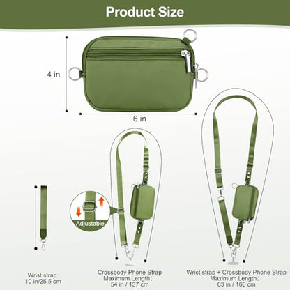 Phone Lanyard Crossbody with Detachable RFID Wallet (Green) - color: Green, size: Medium