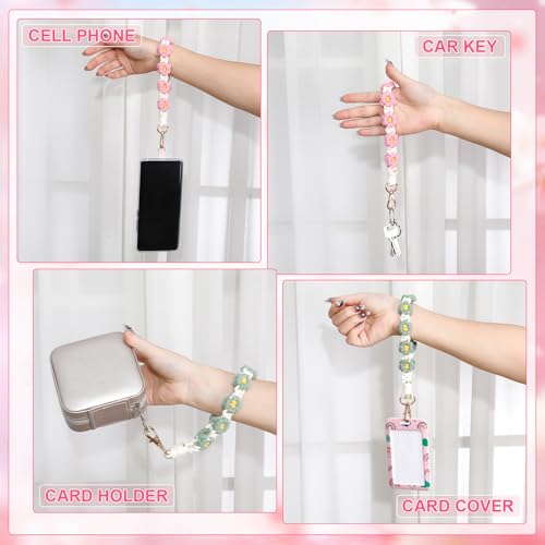 Jspupifip 2 PCS Boho Macrame Phone Wrist Strap, Pink/Green - color: Pink,green