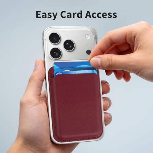 2Pack Magnetic Wallet Cell Phone Card Holder for Phone Case with Mag-Safe, Stronger Magnetic RFID Leather Phone Wallet Stick on Series of iPhone 17/16/15/14/13/12 and Pro/Promax,2-Pack White - color: Burgundy, size: 2 Pack