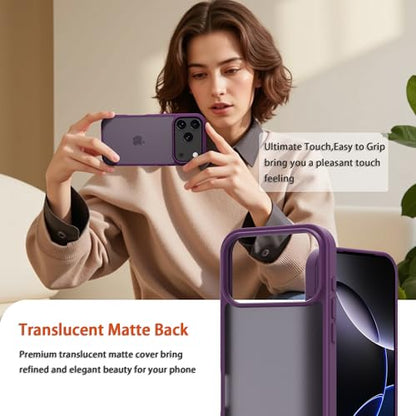 for iPhone 17 pro max Case Translucent Matte Phone Cover, [10 FT Military Grade Drop Protection] Slim Durable Shockproof Protective Bumper (deep Purple, iPhone 17 pro max) - color: Deep Purple, size: iPhone 17 Pro Max