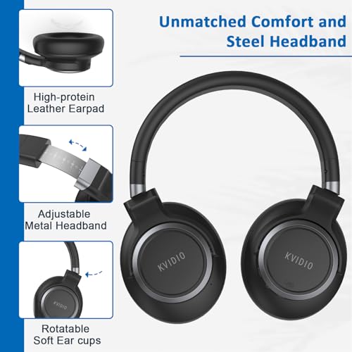 KVIDIO Hybrid Active Noise Cancelling Headphones Over Ear - color: Black