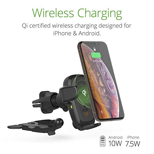 iOttie Auto Sense Qi Wireless Car Charger – Automatic Clamping Wireless Charging CD Slot & Air Vent Phone Mount Combo for iPhone, Samsung Galaxy, Google Pixel, Huawei, LG, and Other Smartphones - style: Air Vent + CD Slot
