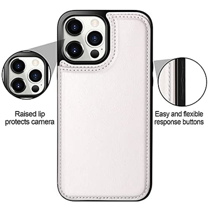 HianDier for iPhone 13 Pro Max Wallet Case with Card Holder Slot White | Phone Case iPhone 13 Pro Max for Women Men Slim Protective With Flip Folio Soft Pu Leather Magnetic Closure Cover 6.7-inch - color: White