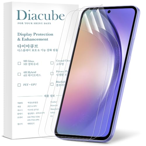 3-Pack for Samsung Galaxy A54 Flexible TPU-EPU Screen Protector [Not Glass] [0.1S Fingerprint Unlock] [Real-Time Self-Healing] HD Clear, Unbreakable, Bubble Free Easy Installation with Alignment Jig - size: Galaxy A54