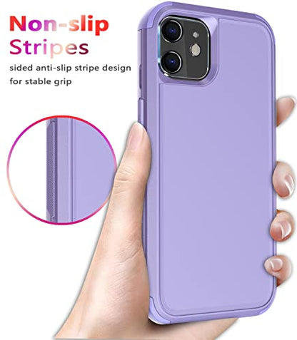 Diverbox for iPhone 11 Case [Shockproof] [Dropproof] [Tempered Glass Screen Protector],Heavy Duty Protection Phone Case Cover for Apple iPhone 11 (Purple-3in1) - color: Purple-3in1
