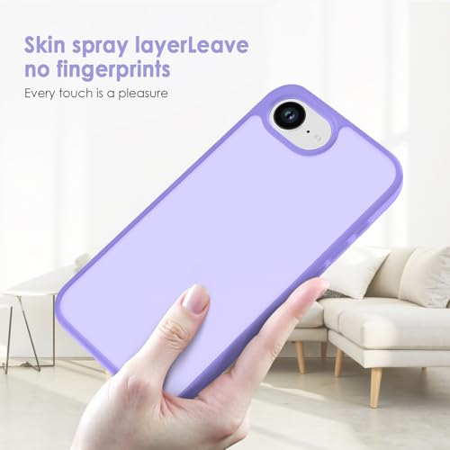 TENOC Phone Case Compatible with iPhone SE (2nd 2020 and 3rd 2022 Generation) & iPhone 7 & iPhone 8, Light Purple Case Translucent Protective Bumper Matte Hard Back Cover for 4.7 Inch - color: Light Purple, size: iPhone 7/8/SE