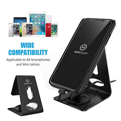 WixGear Cell Magnetic Phone Stand, Premium Phone Holder for iPhones, Android Smartphones & Mini Tablets –Sturdy Metal Phone Stand for Desk with Smart Cord Holder, Magnetic Cell Phone Mount