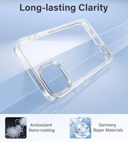 Vakoo Clear Case for iPhone 15, Anti-Yellowing | Hard Back with Military-Grade Drop Protection, Wireless Charging Compatible - color: Transparent, size: iPhone 15