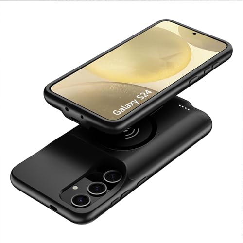 Battery Case for Galaxy S24, 10000mAh High Capacity Portable Rechargeable Protective Case Supported Qi Wireless Charging Compatible with Galaxy S24 (6.2 inch) Extended Battery Charger Cover -Black - size: Galaxy S24