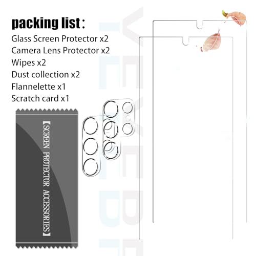 Galaxy S24 Ultra Screen Protector + Camera Lens Protector, [2 +2 Pack] [Ultrasonic Fingerprint Unlock] Full Coverage Tempered Glass Screen Protector For Samsung Galaxy S24 Ultra - size: Galaxy S24 Ultra