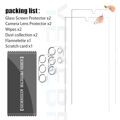 Galaxy S24 Ultra Screen Protector + Camera Lens Protector, [2 +2 Pack] [Ultrasonic Fingerprint Unlock] Full Coverage Tempered Glass Screen Protector For Samsung Galaxy S24 Ultra - size: Galaxy S24 Ultra