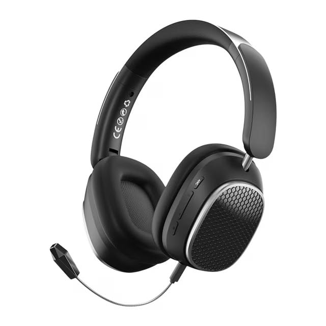 Hi-Fi Stereo Wireless Headphone Active Noise Cancellation Bluetooth 5.3 Headset with Detachable Microphone Ultra Comfortable and Full Ear Coverage Lightweight Foldable Earphone - color: Black