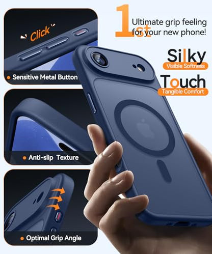 CANSHN Magnetic Compatible with iPhone Air Case(6.5 Inch), Upgraded [Full Camera Protection] [Compatible with Magsafe] [Translucent Matte] Shockproof Phone Cover for iPhone 17 Air Case,Deep Blue - color: Deep Blue, size: iPhone Air (6.9 Inch,1 Lens)