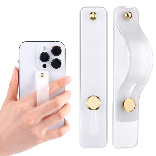 2-Pack White Silicone Phone Strap with Kickstand - Versatile Grip & Holder for Most Phones and Cases (Transparent * 2) - color: Transparent * 2