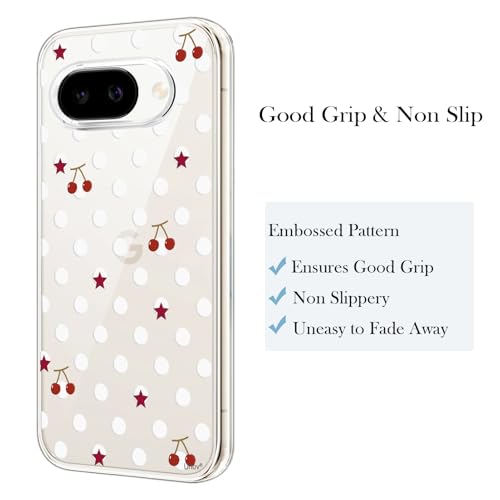 Unov for Pixel 10a Case, Clear with Design, Slim Fit Good Grip, Embossed Phone Case, Shockproof Protective Cover, Raised Camera Protection, Soft TPU, Polka Dots - color: Polka Dots