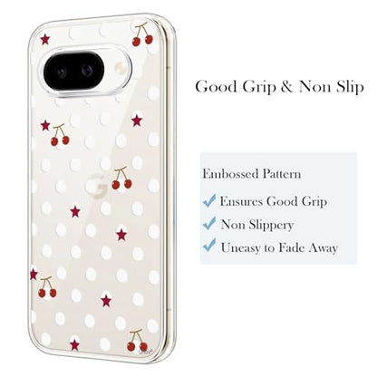 Unov for Pixel 10a Case, Clear with Design, Slim Fit Good Grip, Embossed Phone Case, Shockproof Protective Cover, Raised Camera Protection, Soft TPU, Polka Dots - color: Polka Dots