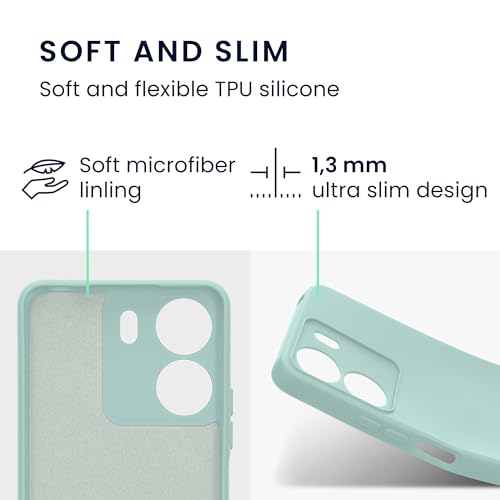 kwmobile Case Compatible with Xiaomi Poco C65 / Redmi 13C Case - Protective Slim TPU Cover with Soft Matte Finish - Cool Mint - color: Cool Mint